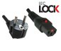 Preview: Power cable Europe CEE 7/7 90° to C13, 1mm², with lock, black, length 2.00m